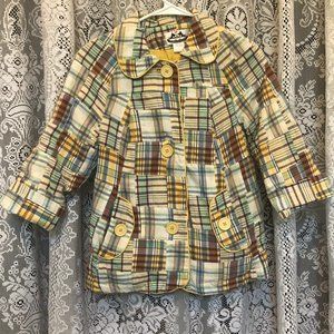 Coast 2 Coast Vintage Plaid Quilted Jacket Yellow multicolor Cute Med/Small B2